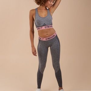Gymshark flex leggings charcoal marl/peach